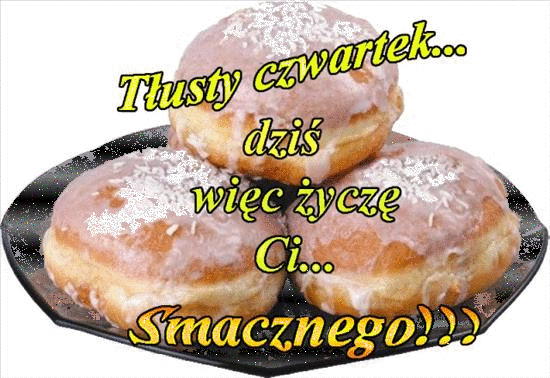 Pączki na brokatowym talerzu z życzeniami